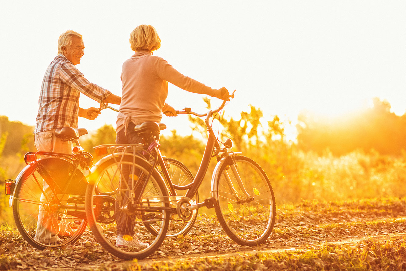couple riding their bikes